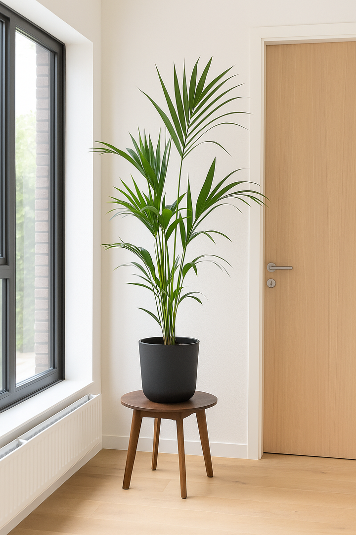Kentia palm inclusief elho Greenville Round zwart - 160cm - Ø30