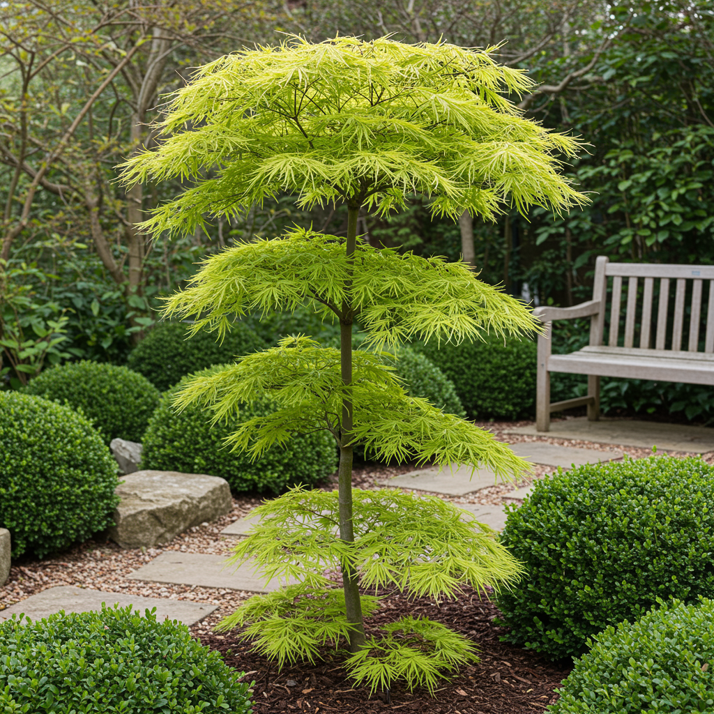 Set van 2 Japanse Esdoorn - Acer palmatum Koto-no-ito - Groen - Ø19cm